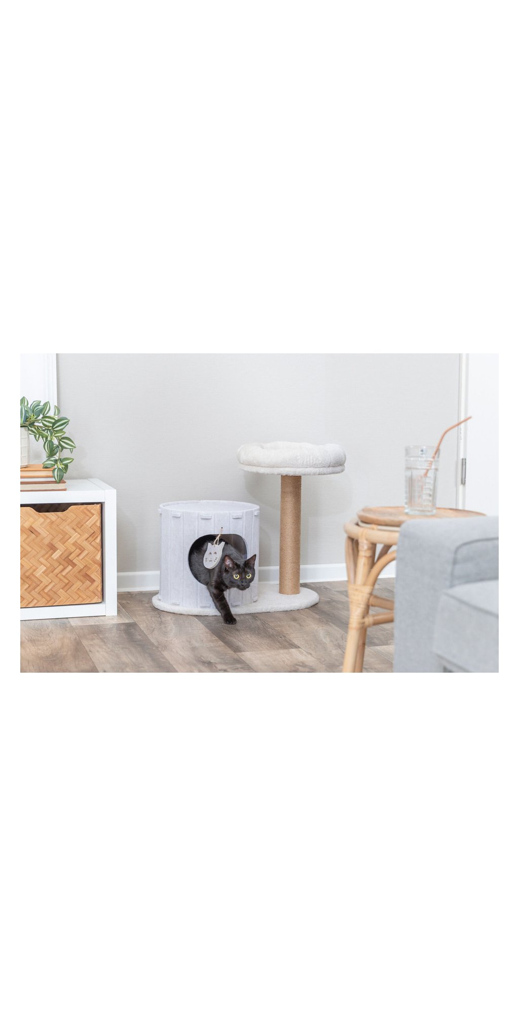 Arbre a chat filia avec niche en feutre couleur creme — TRIXIE — vue 2